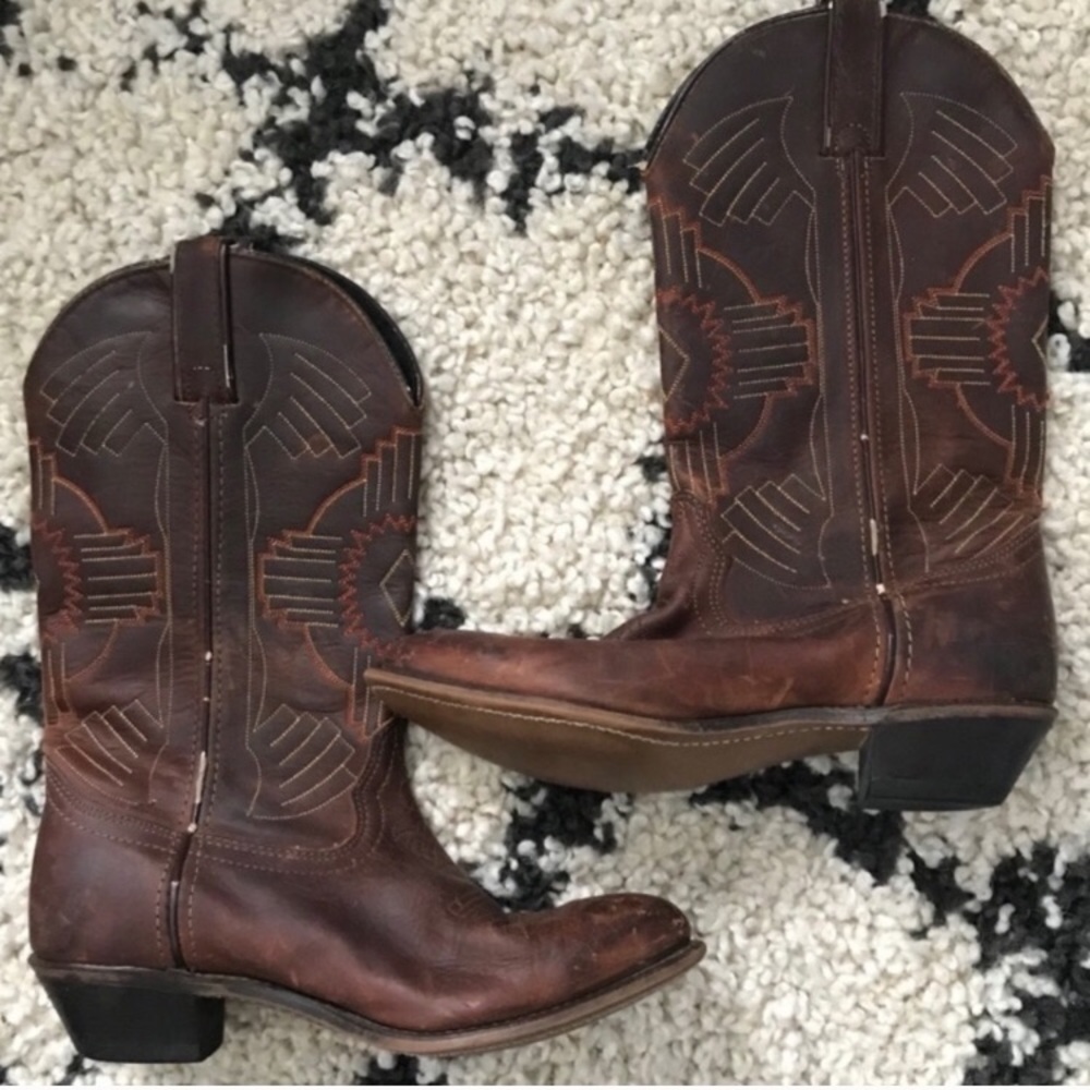 Durango Dark Brown Leather Western Cowboy Boots